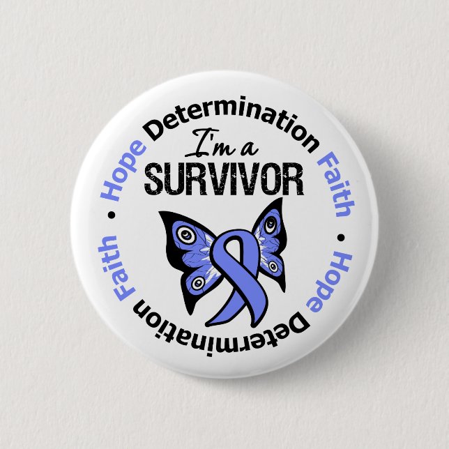 Stomach Cancer Survivor Hope Determination Faith Button (Front)