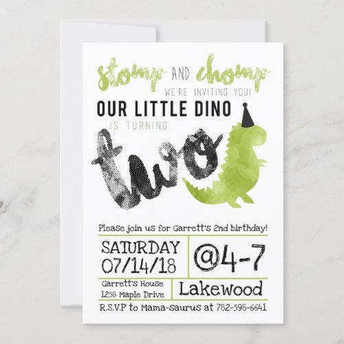 Stomp and Chomp Dinosaur Invitation Dino Invite