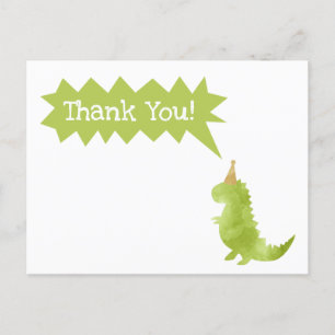 Stomp and Chomp Green Dinosaur Theme Thank You Holiday Postcard