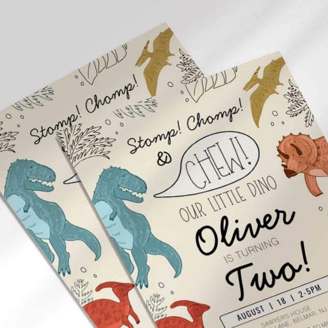 TPYEN Dino Geburtstagseinladungen – 20 Karten + Umschläge, 10,2x15,2 Cm, Für Jungen & Mädchen