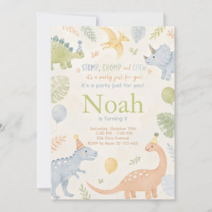 Stomp Chomp And Chew Dinosaur Invitation Editable