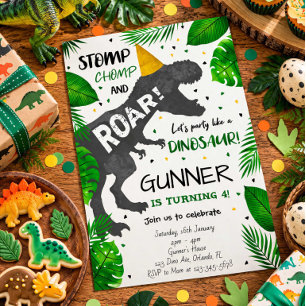 Stomp Chomp and Roar Dinosaur Birthday Invitation