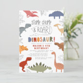 Stomp, Chomp and Roar! Dinosaurs Birthday Party  Invitation (Standing Front)