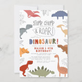 Stomp, Chomp and Roar! Dinosaurs Birthday Party  Invitation (Front)