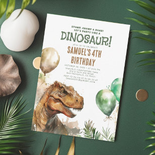 Stomp, Chomp and Roar! Dinosaurs Birthday Party Invitation
