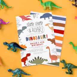 Stomp, Chomp and Roar! Dinosaurs Birthday Party  Invitation