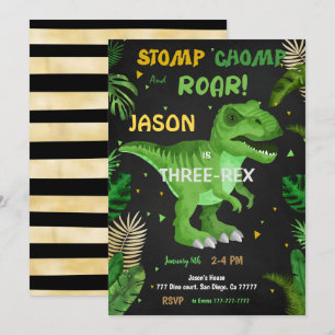 STOMP CHOMP And ROAR! Its Dinosaur Birthday Invitation