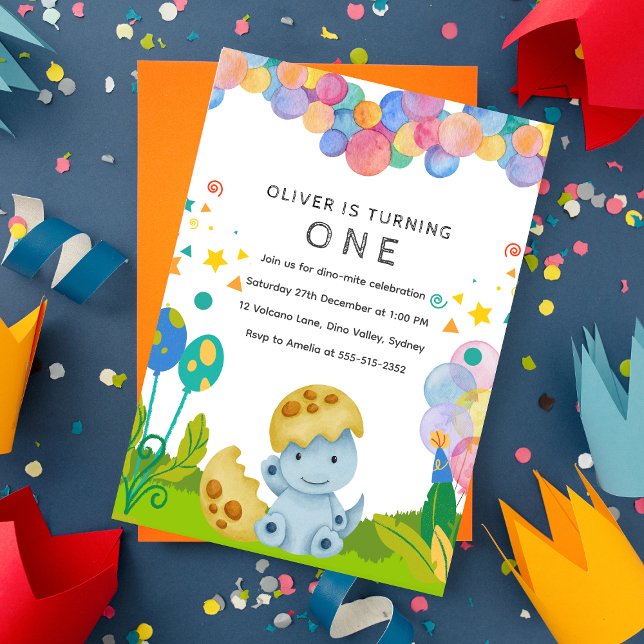 Stomp chomp Dinosaur 1st birthday  Invitation (Creator Uploaded)