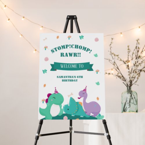 Stomp Chomp Rawr  Cute Dinosaur Welcome Sign