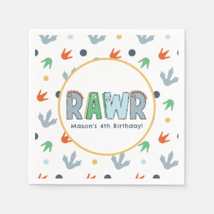 Stomp Chomp Rawr Dinosaur Birthday Napkins