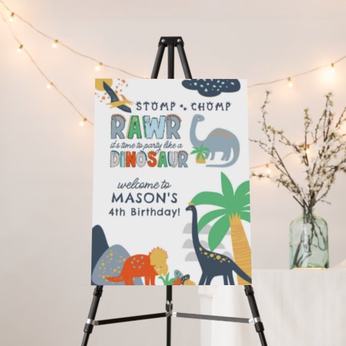 Stomp Chomp Rawr Dinosaur Birthday Welcome Sign