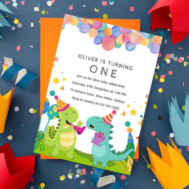 Stomp chomp Roar Dinosaur 1st birthday  Invitation (Creator Uploaded)