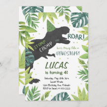 Stomp Chomp Roar Dinosaur Birthday Invitation