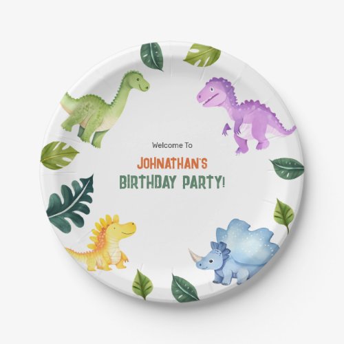 Stomp Chomp Roar Dinosaur Birthday Party Paper Plates