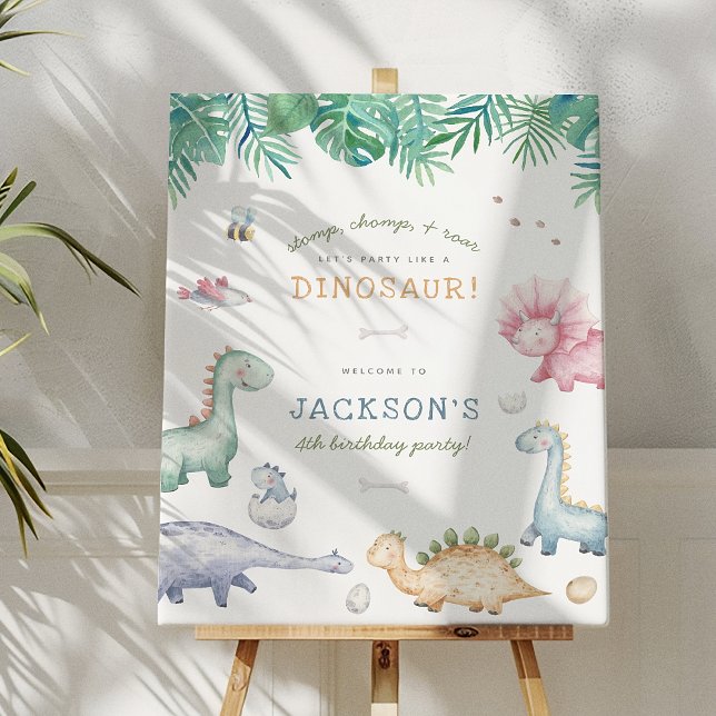 Stomp, Chomp & Roar Dinosaur Boys Birthday Party Poster (Creator Uploaded)