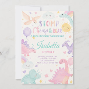 Stomp Chomp & Roar Dinosaur Invitation Editable