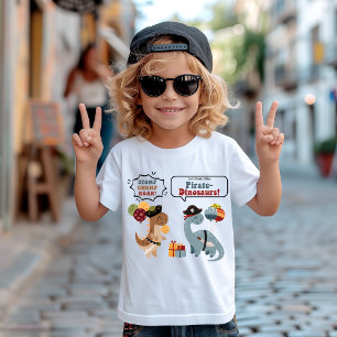 Stomp Chomp Roar Pirate Dinosaur Twin Boy Birthday T-Shirt