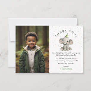Stomp on Over, Cute Elephant, kid’s birthday photo Thank You Card