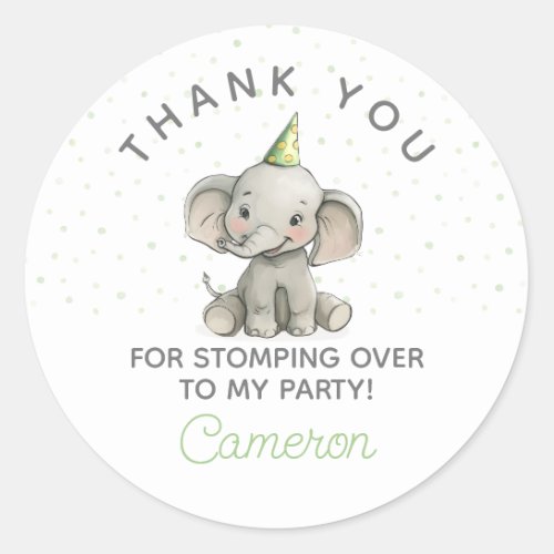 Stomp on Over Cute Elephant kids birthday Classic Round Sticker