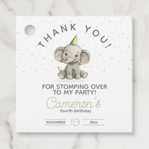 Stomp on Over Cute Elephant kids birthday Favor Tags