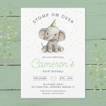 Stomp on Over, Cute Elephant kids birthday  Invitation<br><div class="desc">Stomp on over to a wild and wonderful celebration with our adorable elephant-themed birthday invitation! Featuring a charming baby elephant wearing a party hat in a sweet watercolor style, this invitation sets the perfect tone for your child's special day. Customizable text allows you to personalize the details, while the cute...</div>