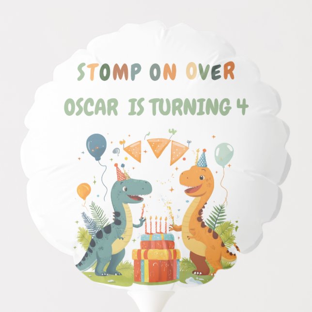 "Stomp On Over Dinosaur Birthday  Balloon (Back)