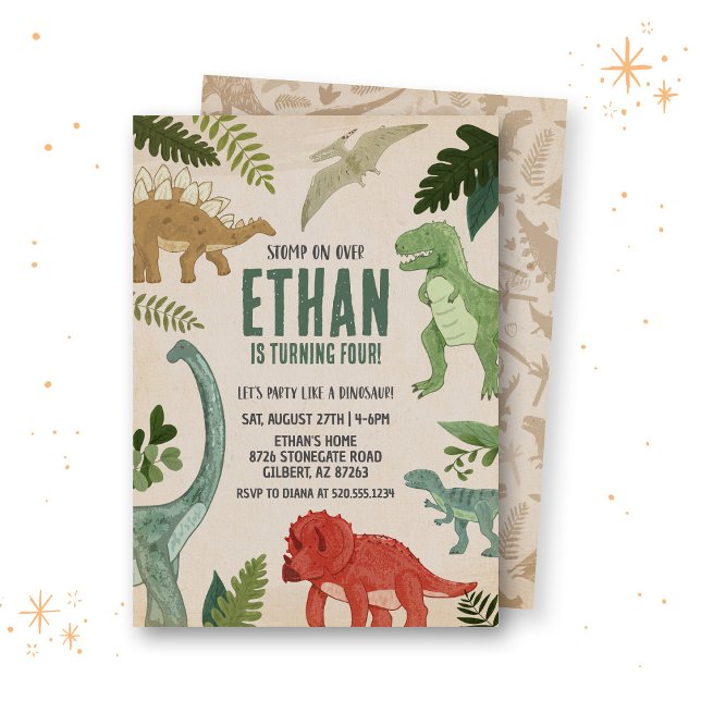 Stomp On Over Dinosaur Birthday Invitation (Creator Uploaded)
