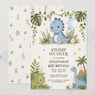 Stomp On Over Dinosaur Birthday Invitation