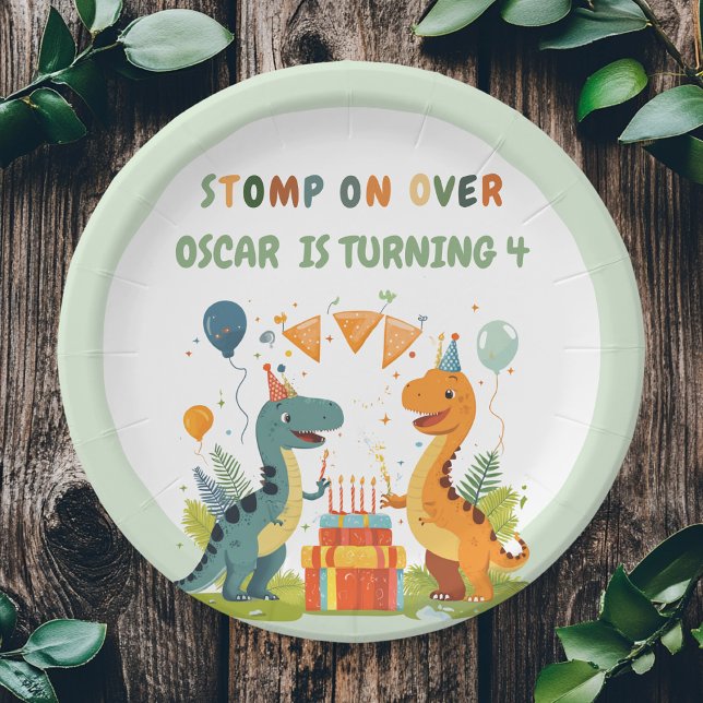 "Stomp On Over Dinosaur Birthday  Paper Plates (Creator Uploaded)