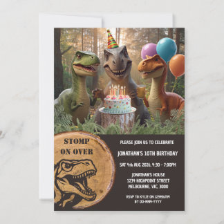 Stomp On Over Dinosaur Birthday Party Invitation