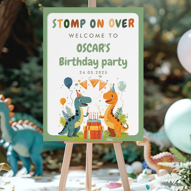"Stomp On Over Dinosaur Birthday Welcome Foam Board (Creator Uploaded)