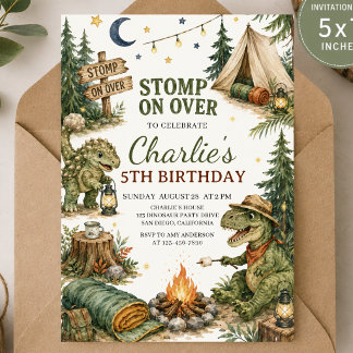 STOMP ON OVER Dinosaur Camping Birthday Party Boy Invitation