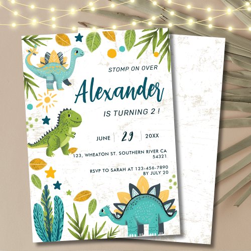 Stomp on Over Kids Tyrannosaurus Dinosaur Birthday Invitation