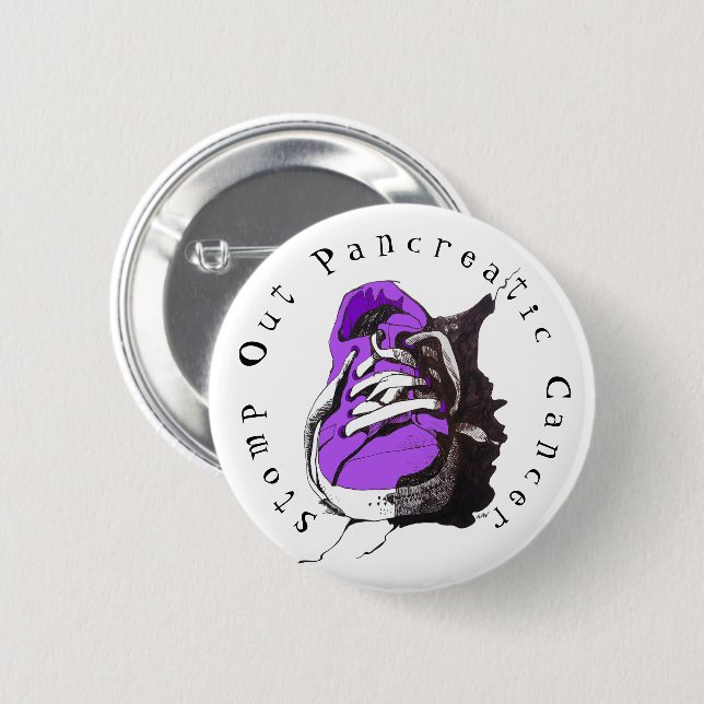 Stomp Out Pancreatic Cancer Purple Sneaker Button (Front & Back)