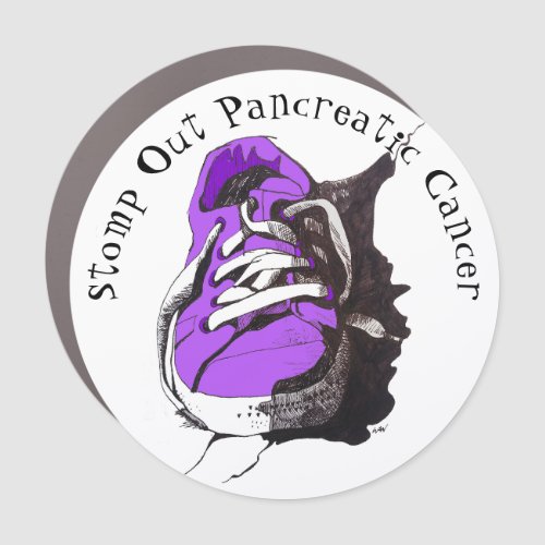 Stomp Out Pancreatic Cancer Purple Sneaker Car Magnet