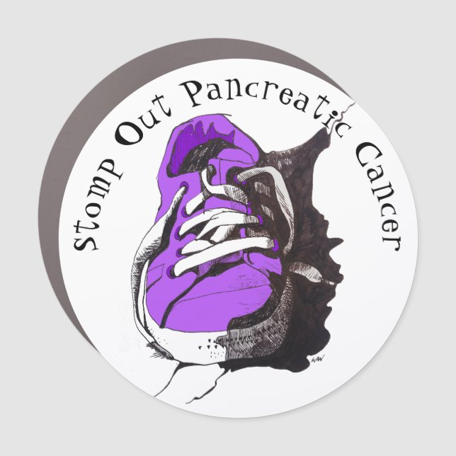 Stomp Out Pancreatic Cancer Purple Sneaker Car Magnet (Front)