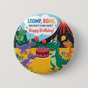 "Stomp, Roar & Party Some More- Dino Kids Design Button
