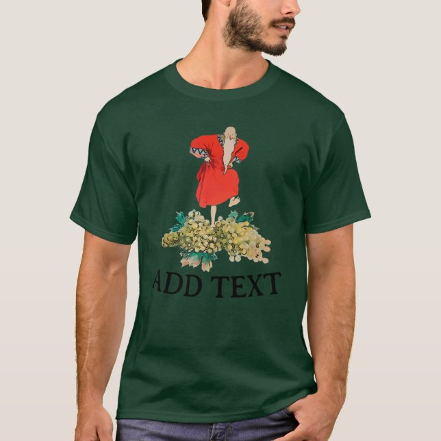 Stomping Grapes, Vino, edit text, T-Shirt (Front)