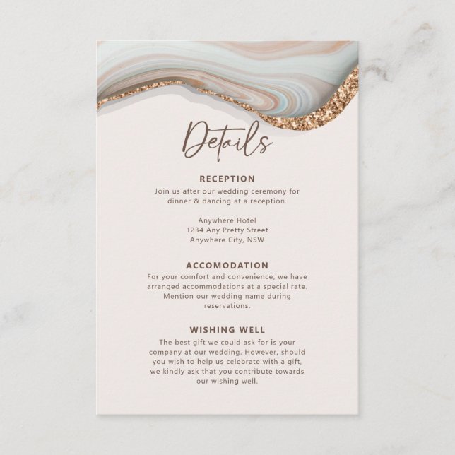 Stone Agate Marble Details Enclosure Card (Front)