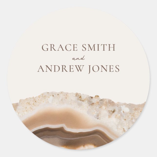 Stone Agate Marble Wedding Classic Round Sticker (Front)