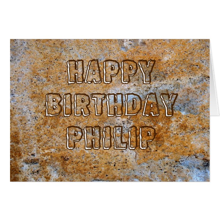 Stone Age Happy Birthday Philip Greeting Cards