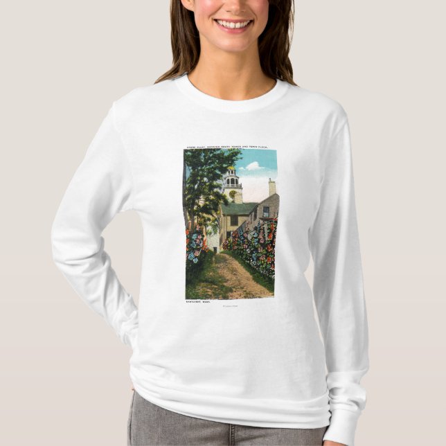 Stone Alley View of South Tower and Town Clock T-Shirt (Front)