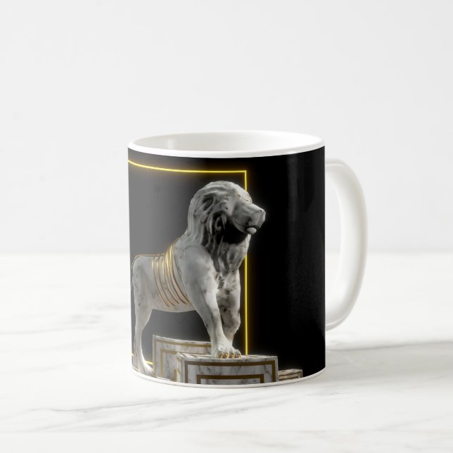 Stone and gold Lion Statue Coffee Mug (Front Right)