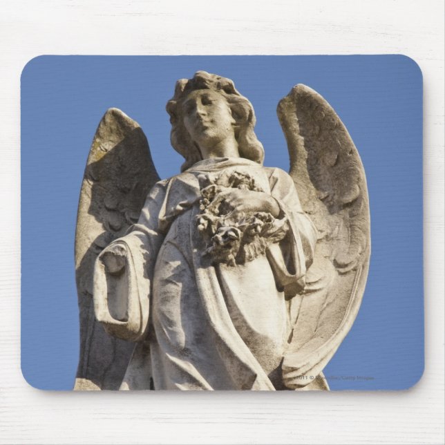 Stone Angel Looking Down Statue in Buenos Aires Mouse Pad (Front)