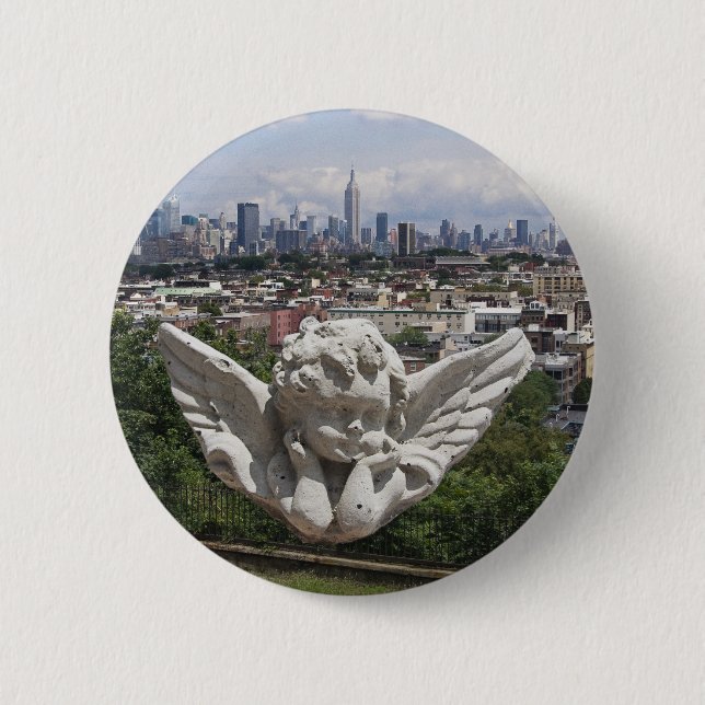 Stone Angel views Manhattan Pinback Button (Front)