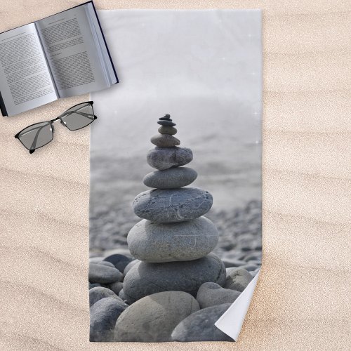 Stone Balance Pebbles Zen Meditation Beach Towel