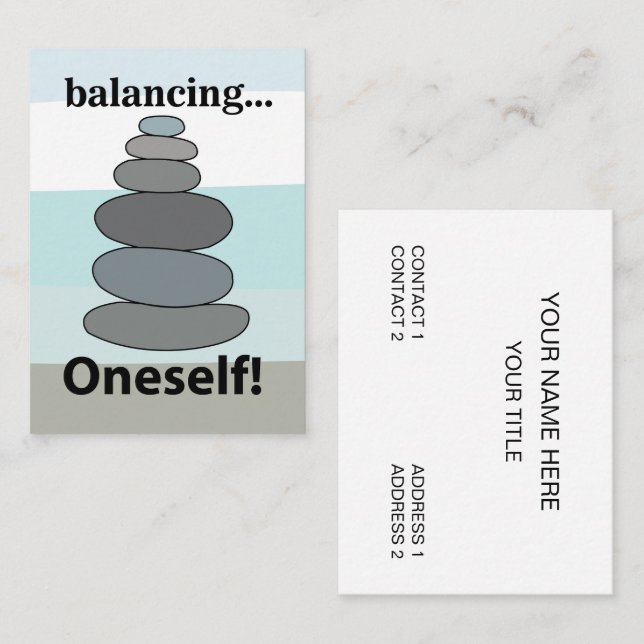 Stone Balancing Yoga Reiki Massage Therapist Business Card (Front/Back)