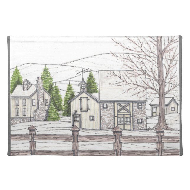 Stone Barn Winter Cloth Placemat (Front)