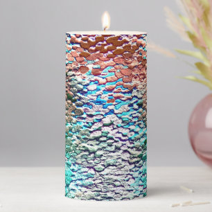 Stone base plastered with rustic mortar and splash pillar candle