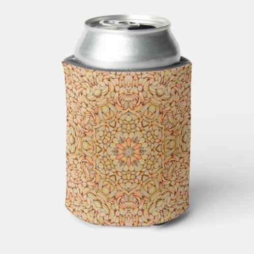 Stone Beach  Vintage Fractal Kaleidoscope Can Cooler